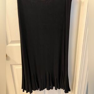 Coldwater Creek Black Trumpet Ruffle Hem Travelers Skirt Sz Lg